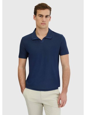 Ramsey İndigo Jakarlı Polo Yaka %100 Pamuk T-Shirt