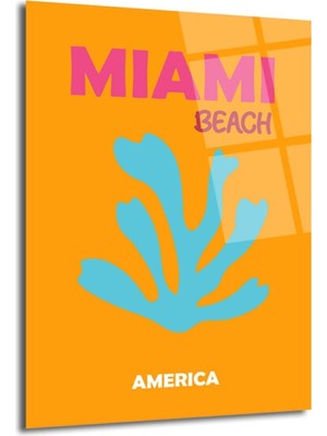 GLAZELLA Miami Plajı Temalı Modern Sanat Cam Tablo