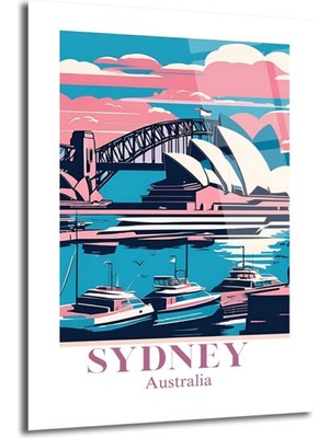 GLAZELLA Sydney Manzarası Modern Sanat Cam Tablo - Avustralya Seyahat Temalı