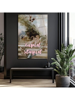 GLAZELLA Cupid Stupid Ironik Aşk Temalı Cam Tablo