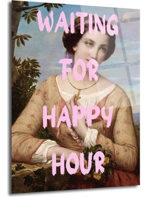 GLAZELLA Happy Hour Bekleyişi Modern Sanat Cam Tablo
