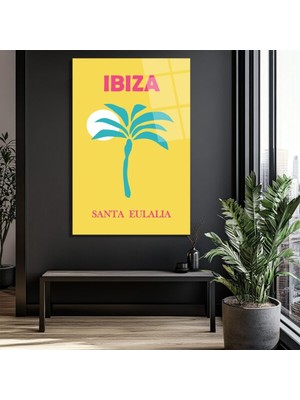 GLAZELLA Ibiza Santa Eulalia Tropikal Palmiye Retro Cam Tablo
