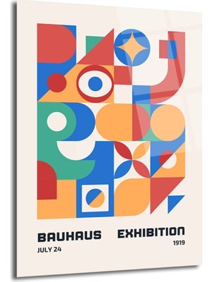 GLAZELLA Bauhaus Exhibition Modern Geometrik Cam Tablo