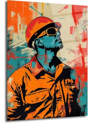 GLAZELLA Vizyoner Işçi Pop Art Cam Tablo
