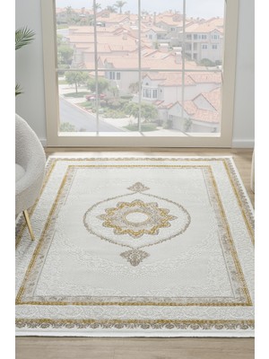 Vitali Home Touch Beyaz Sarı Salon Oturma Odası Çocuk Odası Yatak Odası Halısı TO347