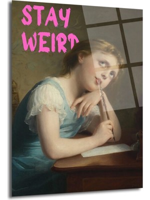 GLAZELLA Stay Weird Temalı Klasik Sanat Cam Tablo - Özgün Ruhlar Için