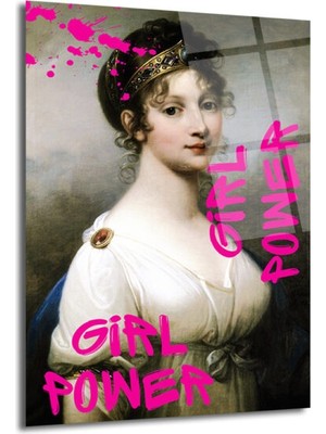 GLAZELLA Girl Power Kraliçe Pop Art Cam Tablo - Gücünü Duvarlara Yansıt