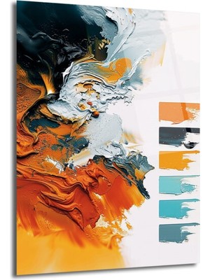 GLAZELLA Enerjik Soyut Sanat Turuncu &amp; Gri Modern Cam Tablo