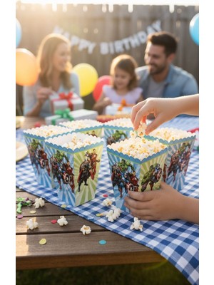 Cadde Süs Avengers Temalı Popcorn 8 Adet Mısır Kutusu