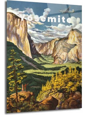 GLAZELLA Yosemite Milli Parkı Vintage Manzara Cam Tablo