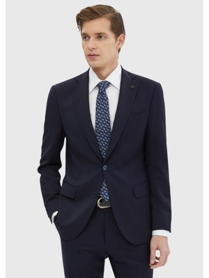 Ramsey Lacivert Düz Modern Fit %100 Yün Takım Elbise