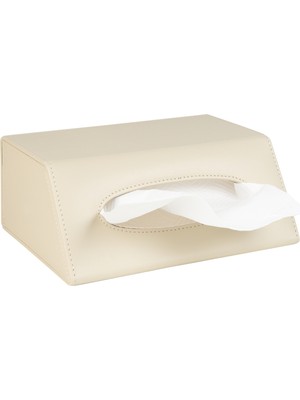 2K Peçetelik,çek Al El ve Yüz Havlusu Kutu Mendil,kağıt Mendil Muhafaza Kutusu,vegan Deri,9*22*18 Cm. Bej