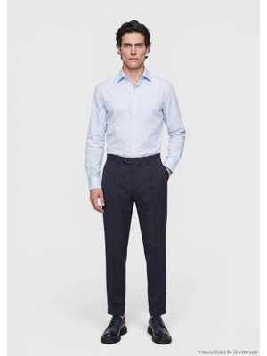 Ramsey Lacivert Düz Dokuma Regular Fit Casual %100 Yün Pantolon