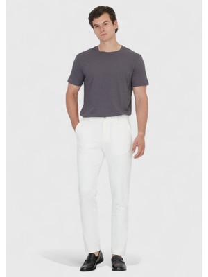 Ekru Düz Örme Jogging Fit Casual Pantolon