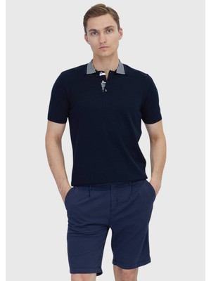 Lacivert Düz Polo Yaka %100 Pamuk T-Shirt