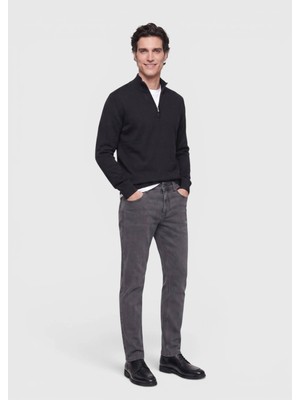 Ramsey Antrasit Düz Slim Fit Denim Pamuk Karışımlı Pantolon