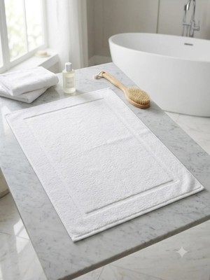 Erca Home Tekstil Ürünleri %100 Pamuklu Tek Beyaz Ayak Havlusu Paspas