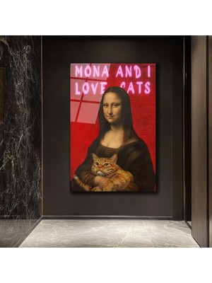 GLAZELLA Mona ve Kedisi 'ı Love Cats' Temalı Pop Art Cam Tablo