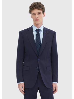 Lacivert Düz Thin&taller Slim Fit %100 Yün Takım Elbise