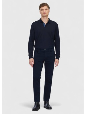 Ramsey Lacivert Düz Dokuma Slim Fit Casual Pamuk Karışımlı Pantolon