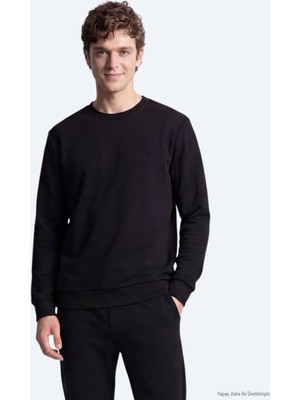Kip Siyah Düz Sweatshırt