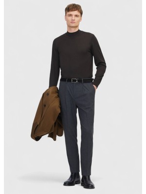 Ramsey Antrasit Düz Dokuma Modern Fit Casual Pantolon