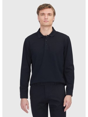 Ramsey Siyah Düz Polo Yaka %100 Pamuk T-Shirt