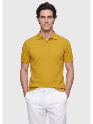 Zeytin Yeşili Düz Polo Yaka %100 Pamuk T-Shirt