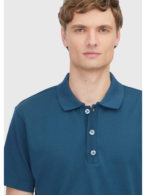 Ramsey Petrol Düz Polo Yaka %100 Pamuk T-Shirt