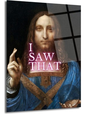 GLAZELLA "ı Saw That" Esprili Salvator Mundi Modern Cam Tablo