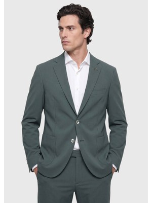 Açık Yeşil Düz Comfort Fit Örme Takım Elbise