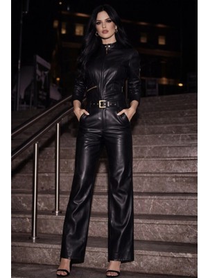 Velmora Leather Hakiki Deri Pantolon