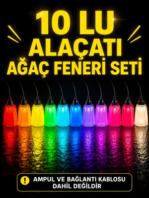 Econa 10ADET Kuzey Işıkları Alaçatı Ağaç Feneri Avize Renkli Plastik Bahçe ve Teras Aydınlatma - E27 Duylu (Ampul Hariçtir)
