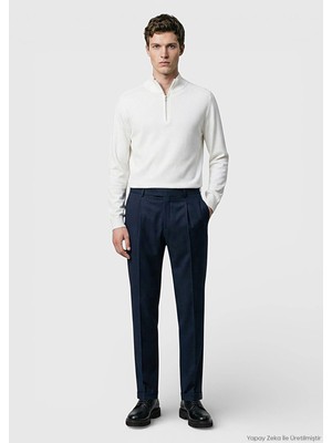 Ramsey Petrol Dokuma Regular Fit Casual %100 Yün Pantolon