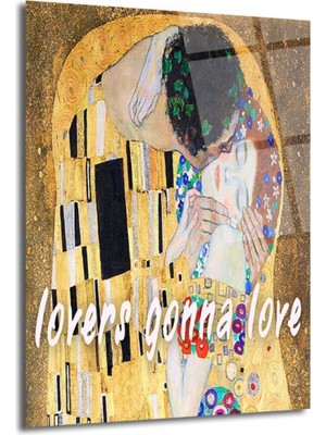 GLAZELLA Aşkın Işıltısı: Klimt Öpücük "lovers Gonna Love" Cam Tablo
