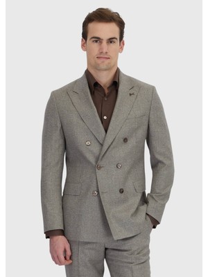 Ramsey Açık Vizon Mikro Zeroweight Slim Fit %100 Yün Takım Elbise