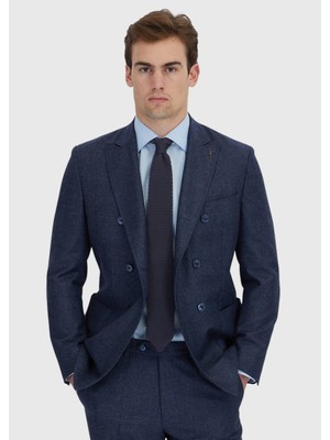 Ramsey Lacivert Düz Zeroweight Slim Fit Yün Karışımlı Takım Elbise