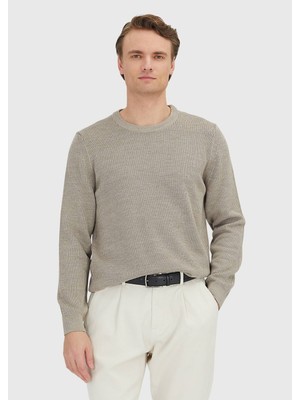 Ramsey Bej Bisiklet Yaka Selanik Yün Karışımlı Triko Kazak