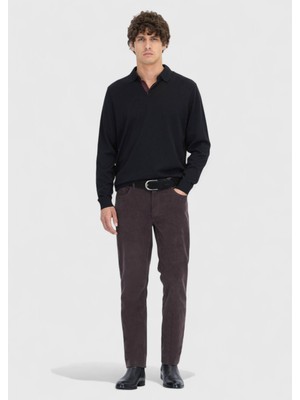 Ramsey Mürdüm Düz Dokuma Slim Fit Kadife Casual Pamuk Karışımlı Pantolon