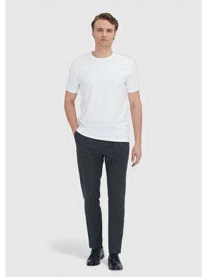 Ramsey Beyaz Düz Bisiklet Yaka Pamuk Karışımlı T-Shirt