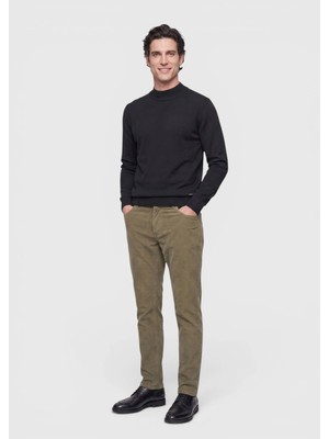 Ramsey Açık Yeşil Düz Dokuma Slim Fit Kadife Casual Pamuk Karışımlı Pantolon