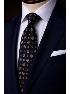 Kravatkolik Siyah Motif Desen Italyan Ipek Kravat İK2488