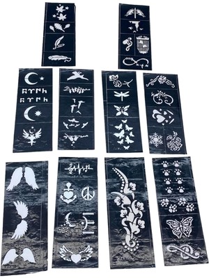 Marsilyan Karışık Desenli Tüp Kına Şablonu - 10'lu Paket - 8X20 cm
