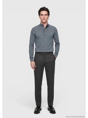 Ramsey Kahverengi Düz Dokuma Modern Fit Casual Pantolon