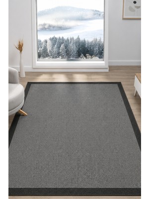 Vitali Home Sisal Prime Gri Siyah Iskandinav Yıkanabilir Bordürlü Halı Kilim Balkon Teras Koridor Halısı 1148