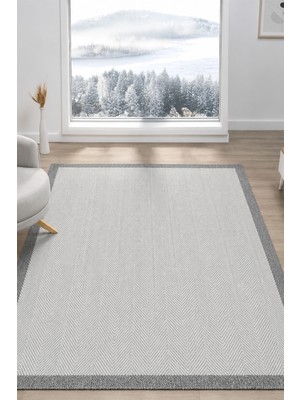 Vitali Home Sisal Prime Krem Gri Iskandinav Yıkanabilir Bordürlü Halı Kilim Balkon Teras Koridor Halısı 1147