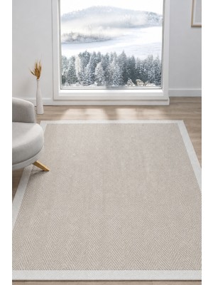 Vitali Home Sisal Prime Bej Krem Iskandinav Yıkanabilir Bordürlü Halı Kilim Balkon Teras Koridor Halısı 1147