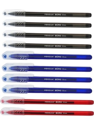 Pensan Büro Tükenmez Kalem 1.0 mm 10 Adet 3 Renk