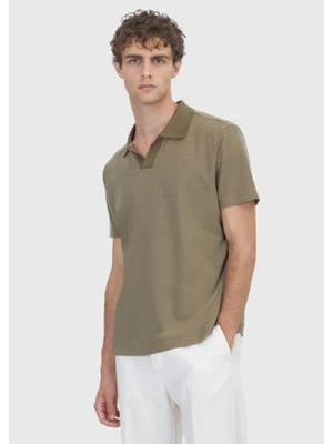 Ramsey Haki Jakarlı %100 Pamuk T-Shirt
