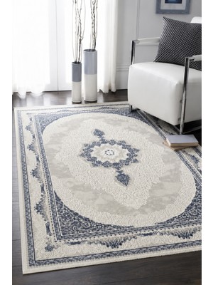 Vitali Home Touch Beyaz Mavi Salon Oturma Odası Çocuk Odası Yatak Odası Halısı TO345